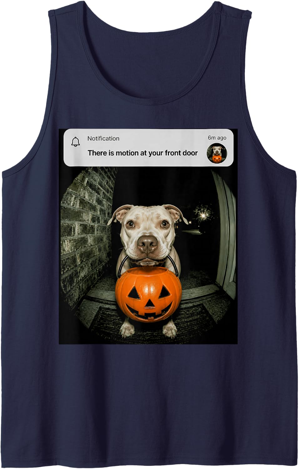 Halloween Pitbull Sleeveless Tank Top - Navy Blue