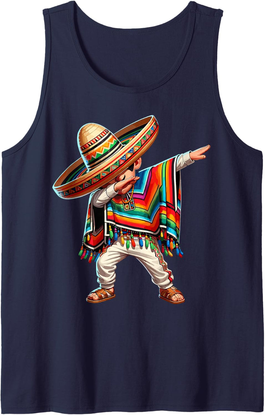 Mexican Boy Dabbing Poncho Cinco de Mayo Tank Top - Navy Blue