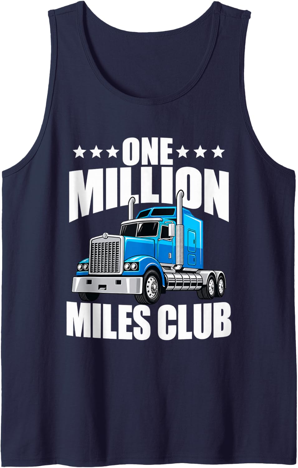 One Million Miles Club Trucker Driver Milestone Big Rig Sleeveless Tank Top - Navy Blue