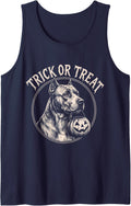 Pitbull Trick Or Treat Sleeveless Tank Top - Navy Blue
