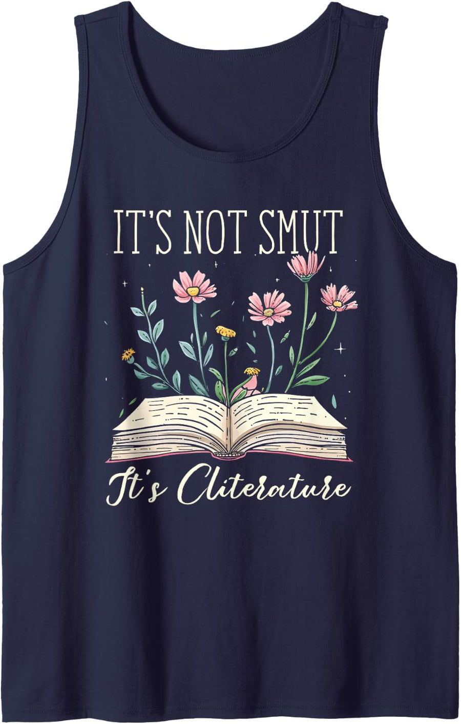 Book Lover Reading Humor for Romance Readers and Bookworms Sleeveless Tank Top - Navy Blue