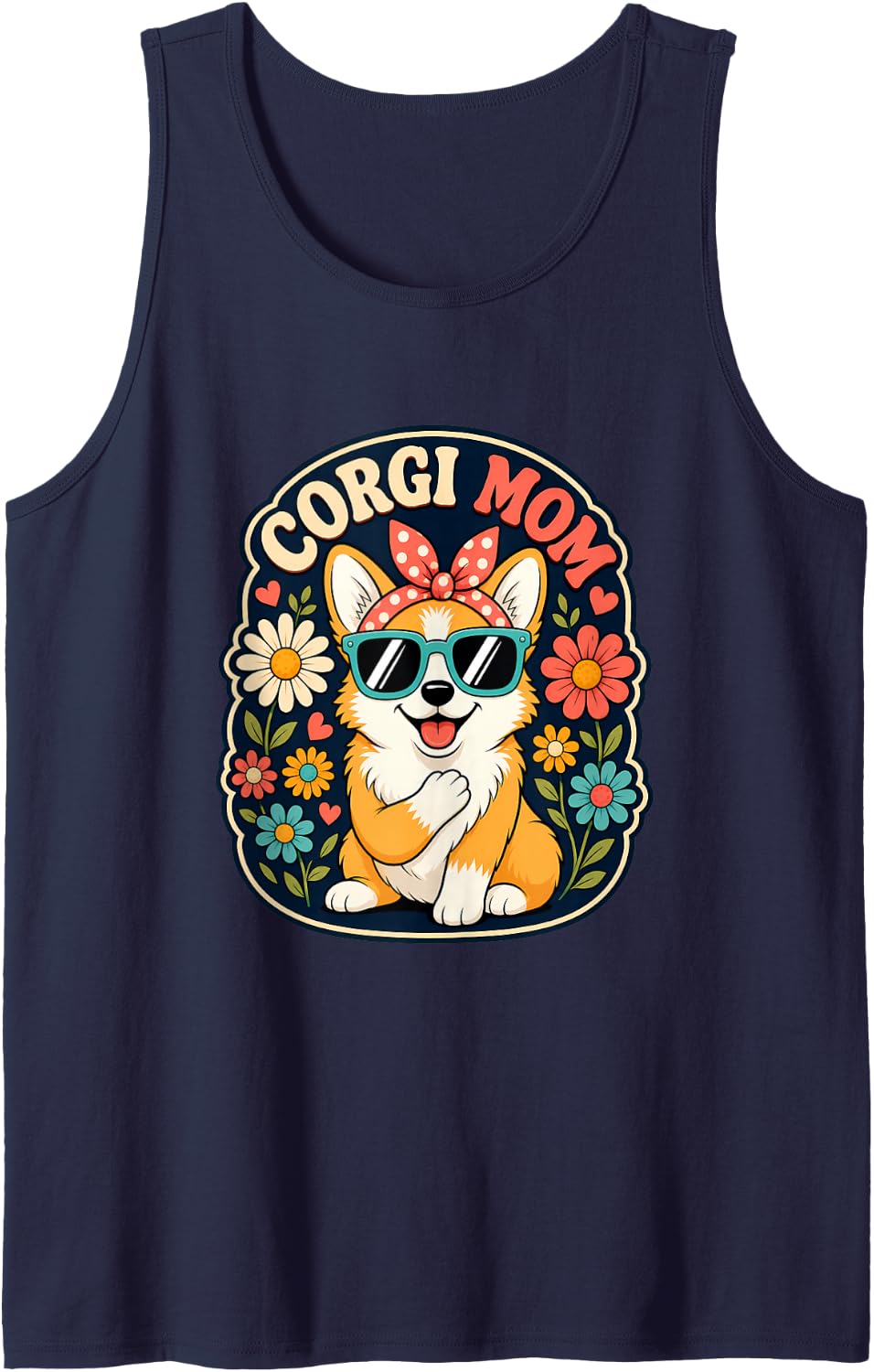Corgi Mama Corgi Dog Corgi Mom Sleeveless Tank Top - Navy Blue