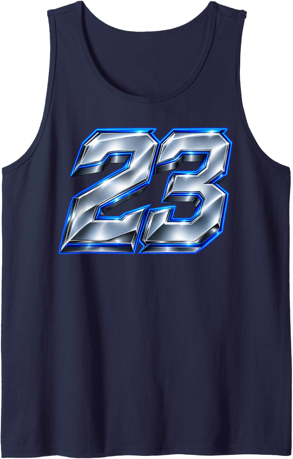 Sports Team Electric Blue Number 23 Sleeveless Tank Top - Navy Blue