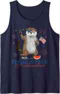250th Independence 4th of July Shirt Feral and Free Otter Tank Top - Navy Blue