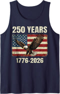 250 Years 1776–2026 Eagle & Flag American Patriotic Tank Top - Navy Blue