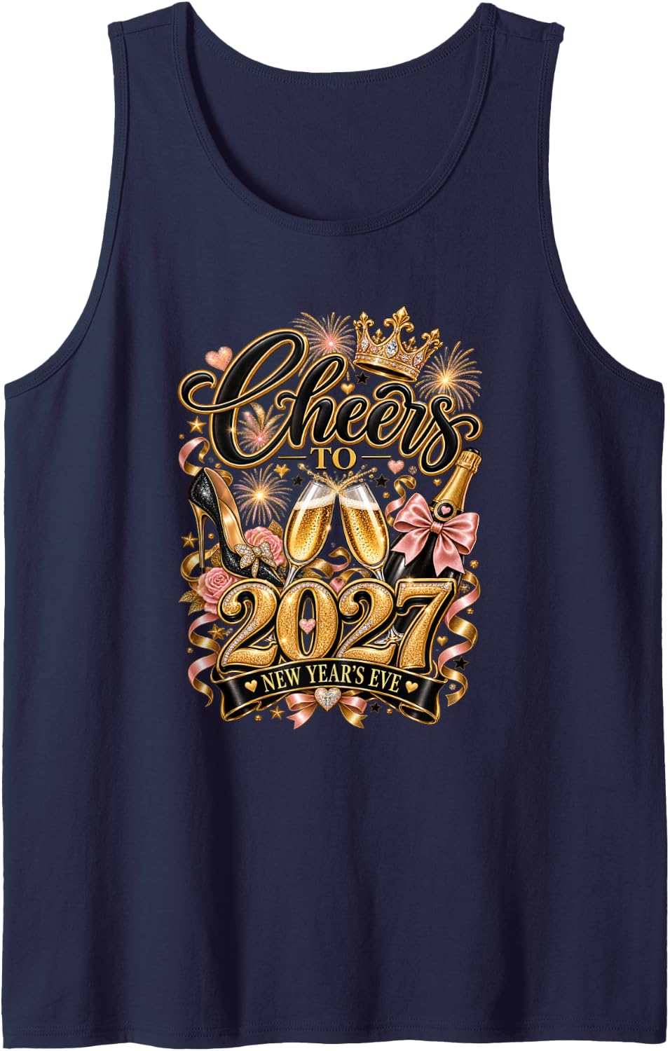 Cheers to 2027 – Glamorous New Year’s Eve Party for Women Sleeveless Tank Top - Navy Blue
