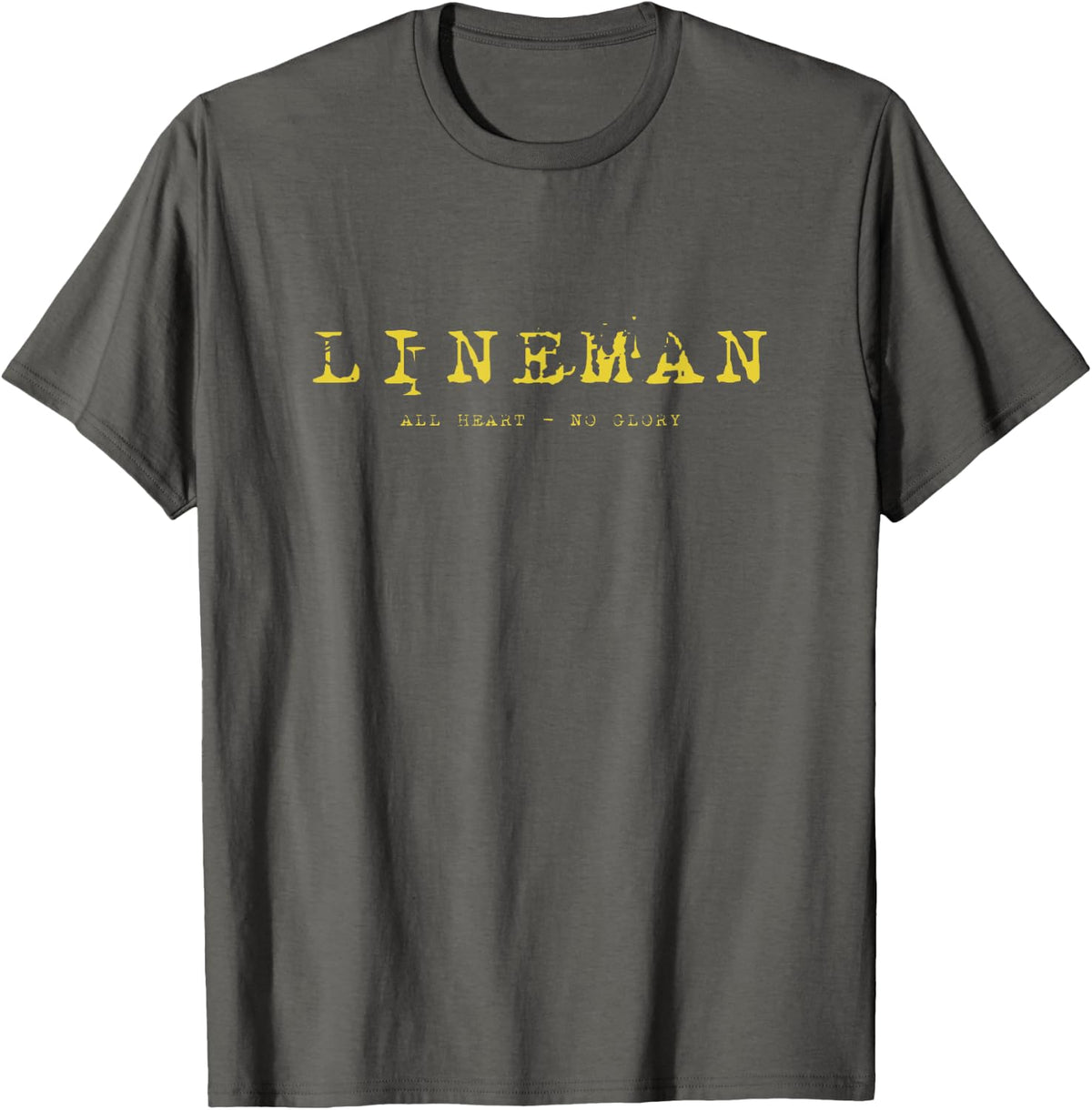 Mens Offensive Defensive Lineman - All Heart - No Glory - T-Shirt - Asphalt Grey
