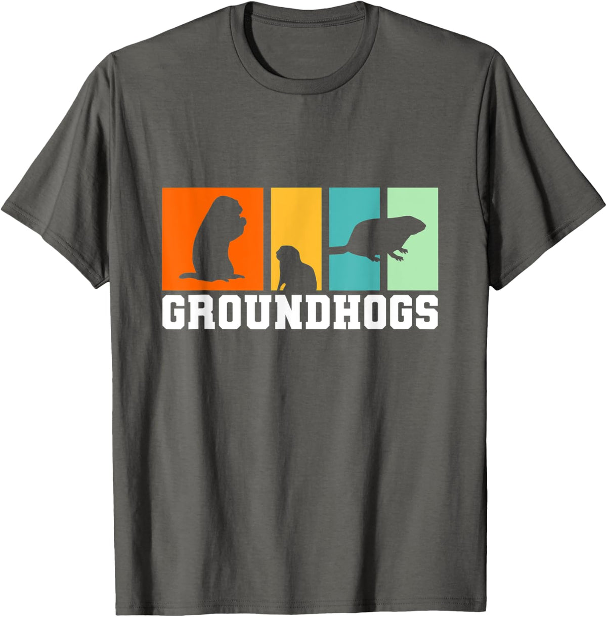 Groundhog Day Retro Ground Hog Vintage Groundhog T-Shirt - Asphalt Grey