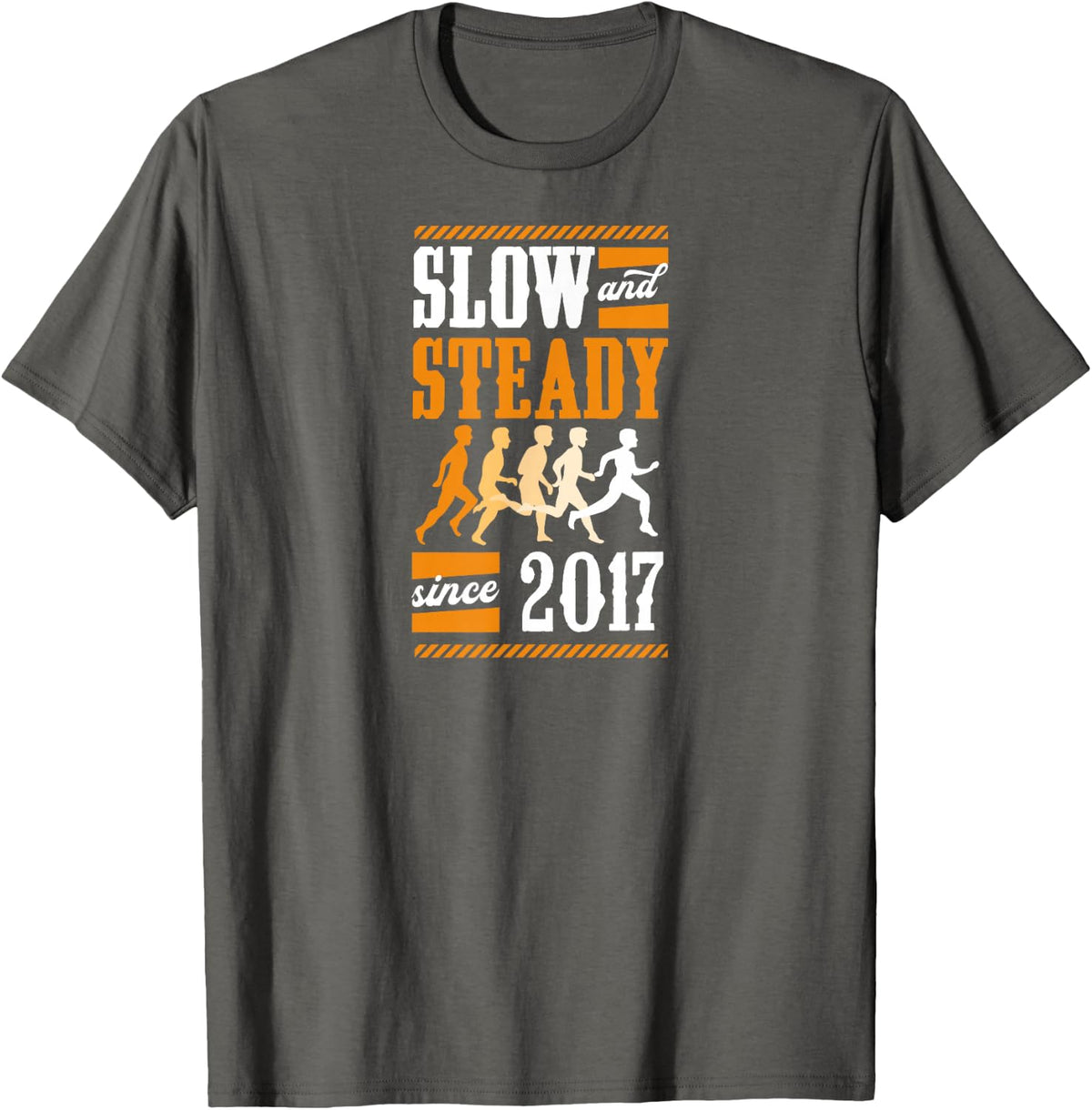 Slow and Steady Since 2017 Birthday Year Cross Country T-Shirt - Asphalt Grey