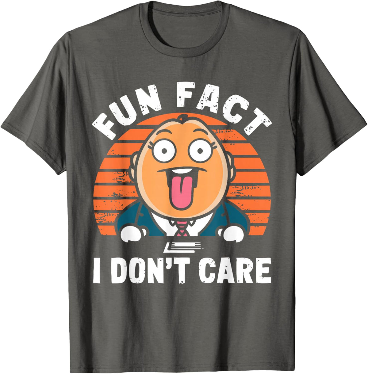 Fun Fact I Dont Care ELL Teacher School Retro Sun Art T-Shirt - Asphalt Grey