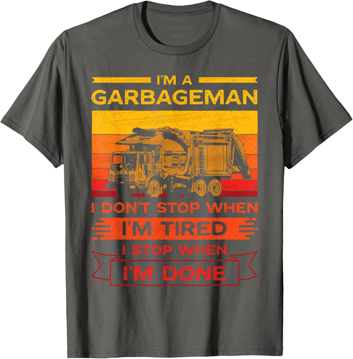 Night Garbage Truck Driver Garbage Collector Garbageman Dad T-Shirt - Asphalt Grey