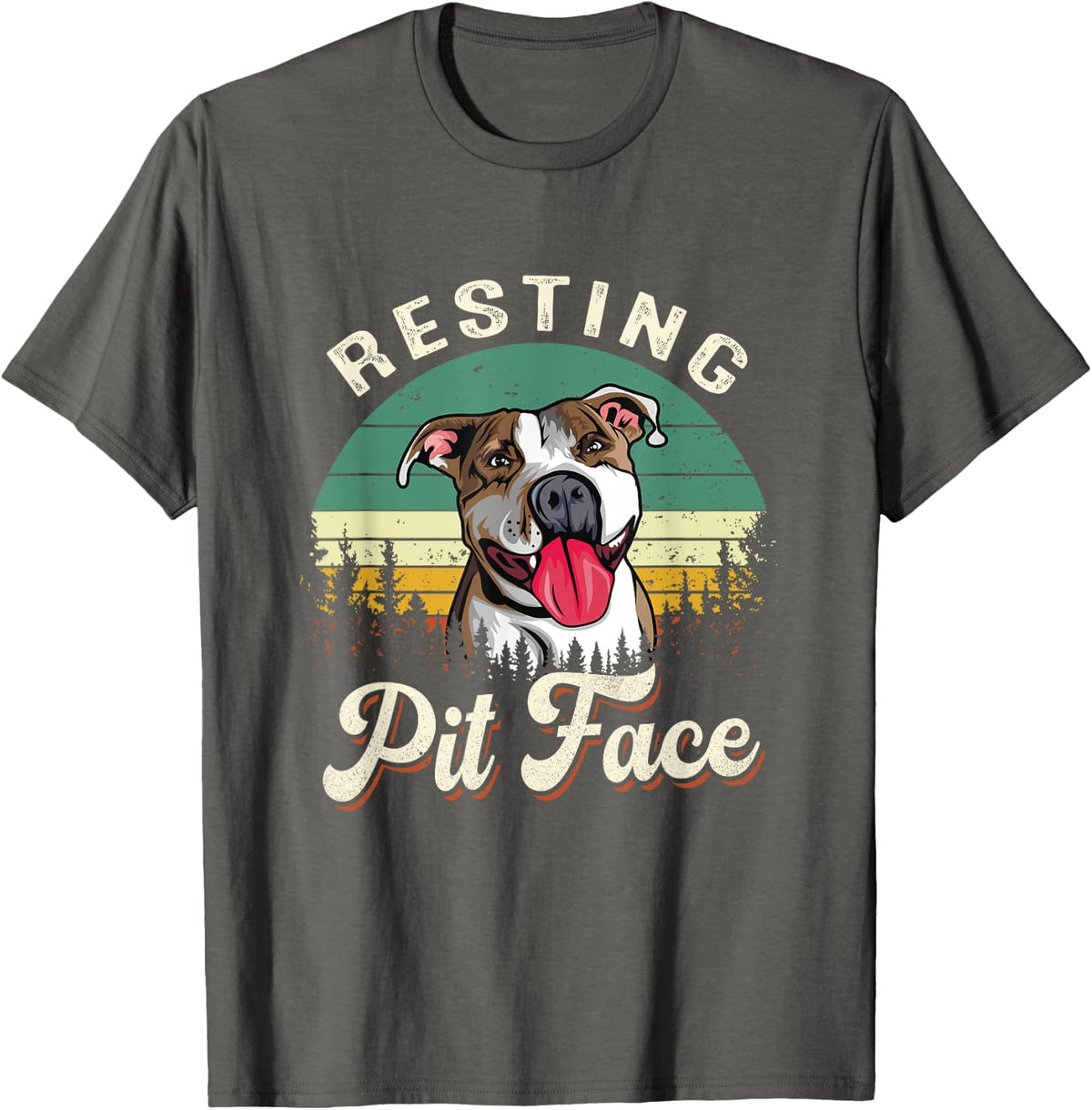 Vintage Pitbull Resting Pit Face - Funny Pitbull Lovers T-Shirt - Asphalt Grey