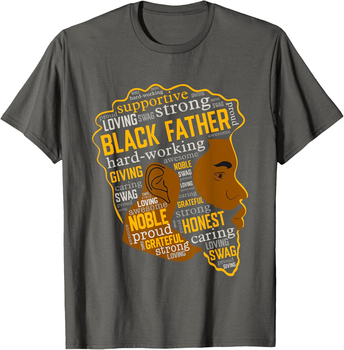 Black Father African American T-Shirt - Asphalt Grey
