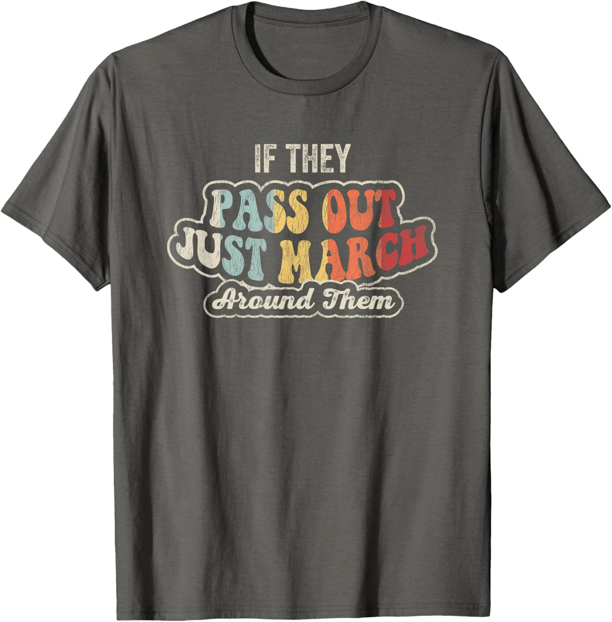 Funny Marching Band Color Guard Director Retro Graphic T-Shirt - Asphalt Grey