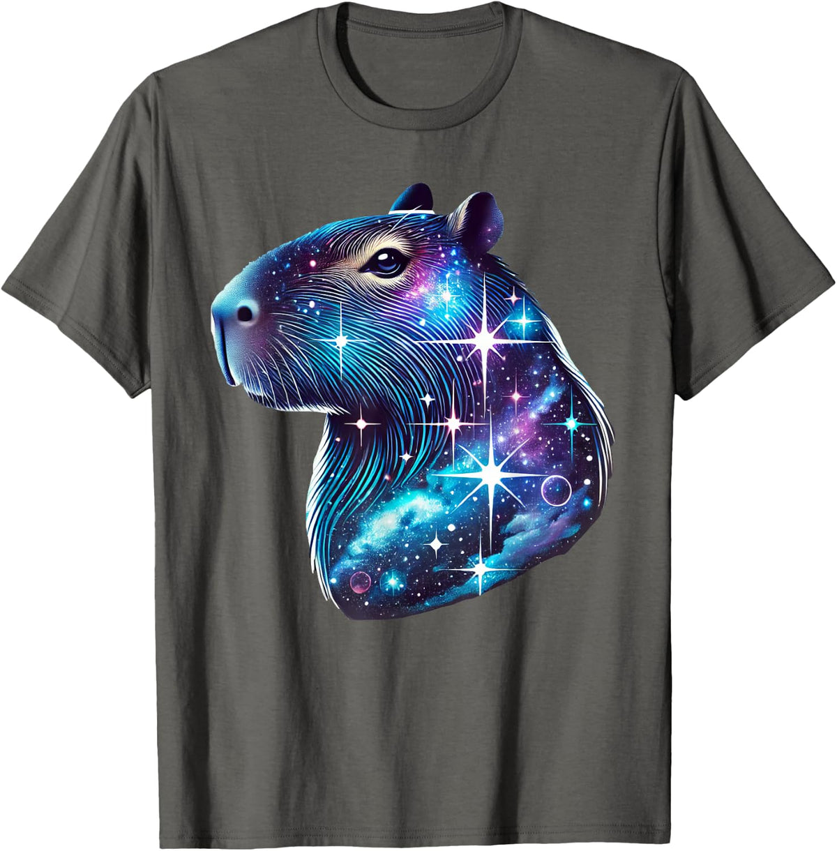 Space Galaxy Capybara T-Shirt - Asphalt Grey