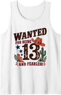 13th Birthday Cowgirl Western Fearless Teen Girl Rodeo Sleeveless Tank Top - White