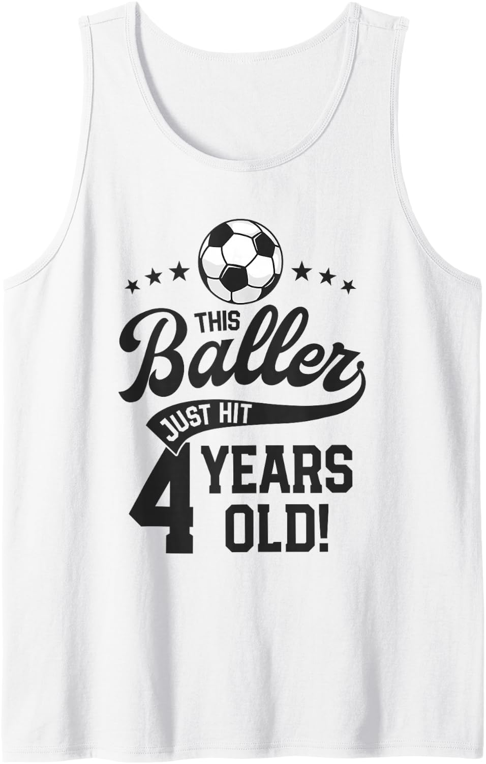 4 Years Old Soccer Themed Birthday Party 4th Bday Futbol Sleeveless Tank Top - White