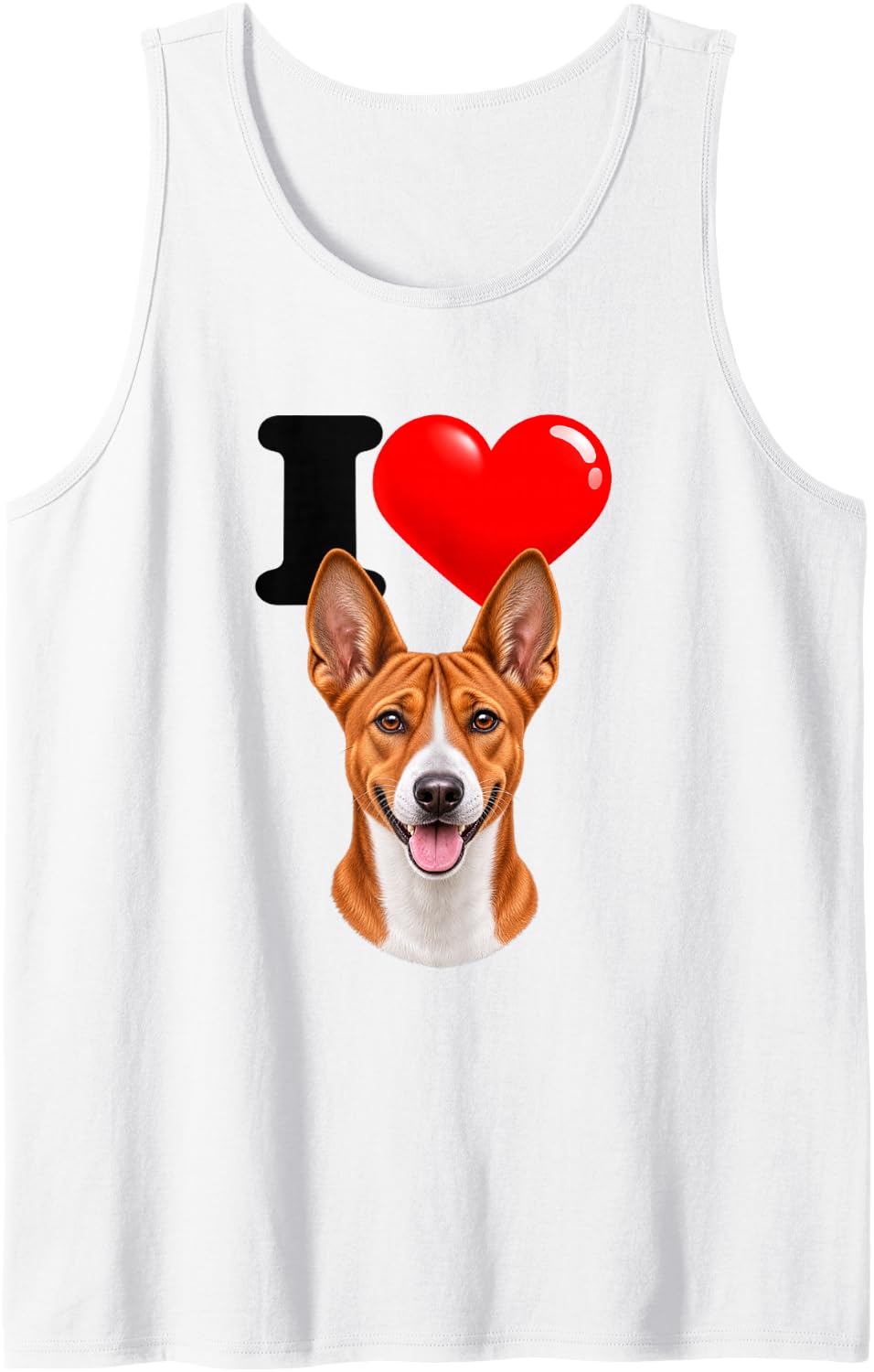 I Love Basenji Cute Dog Mom Dad Sleeveless Tank Top - White