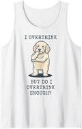 Funny Goldendoodle Overthinker Dog Quote Sleeveless Tank Top - White