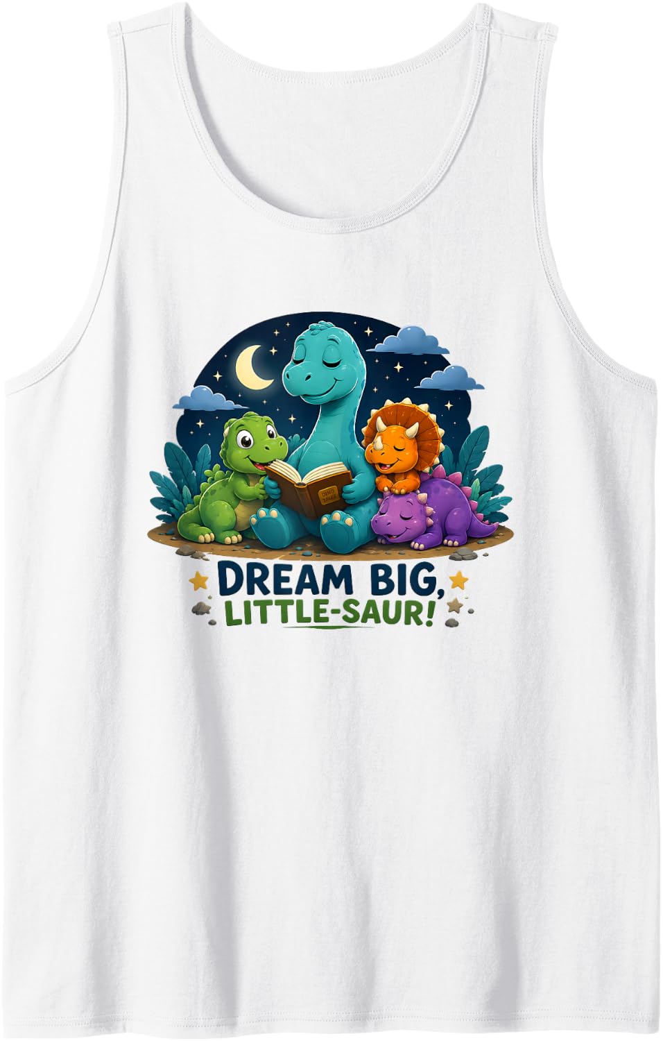 Cute Dinosaur Lover Tee for Kids – Adorable Animal Design Sleeveless Tank Top - White