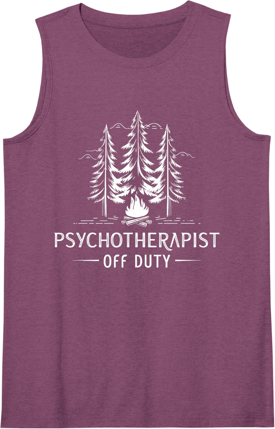 Psychotherapist Off Duty Relaxing Camping Scene Therapists Sleeveless Tank Top - Purple