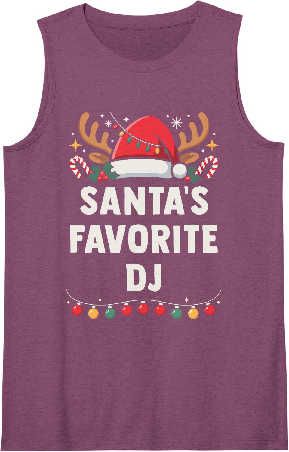 Santa's Favorite DJ Christmas Concert Holiday Recital Night Sleeveless Tank Top - Purple