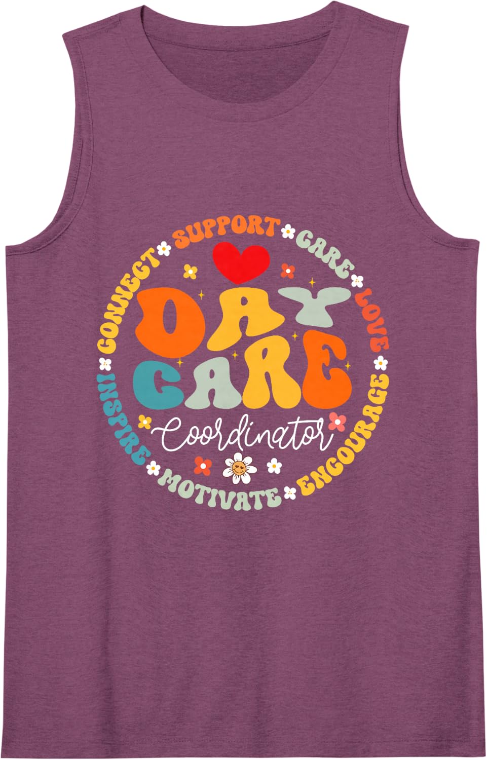 Groovy Daycare Coordinator Childcare Provider After School Sleeveless Tank Top - Purple