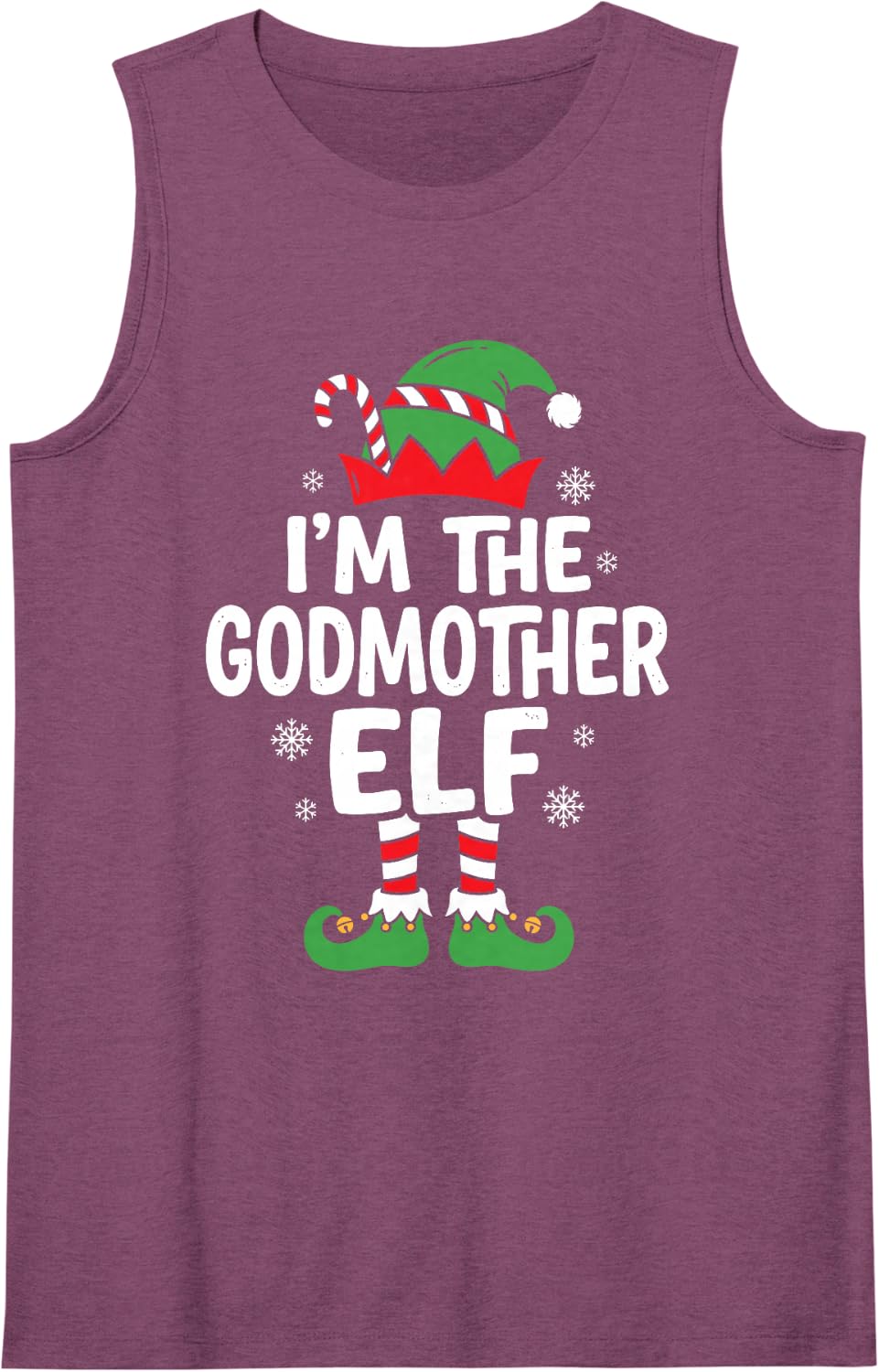 I'm the Godmother Elf Christmas Pajama Party Matching Family Sleeveless Tank Top - Purple