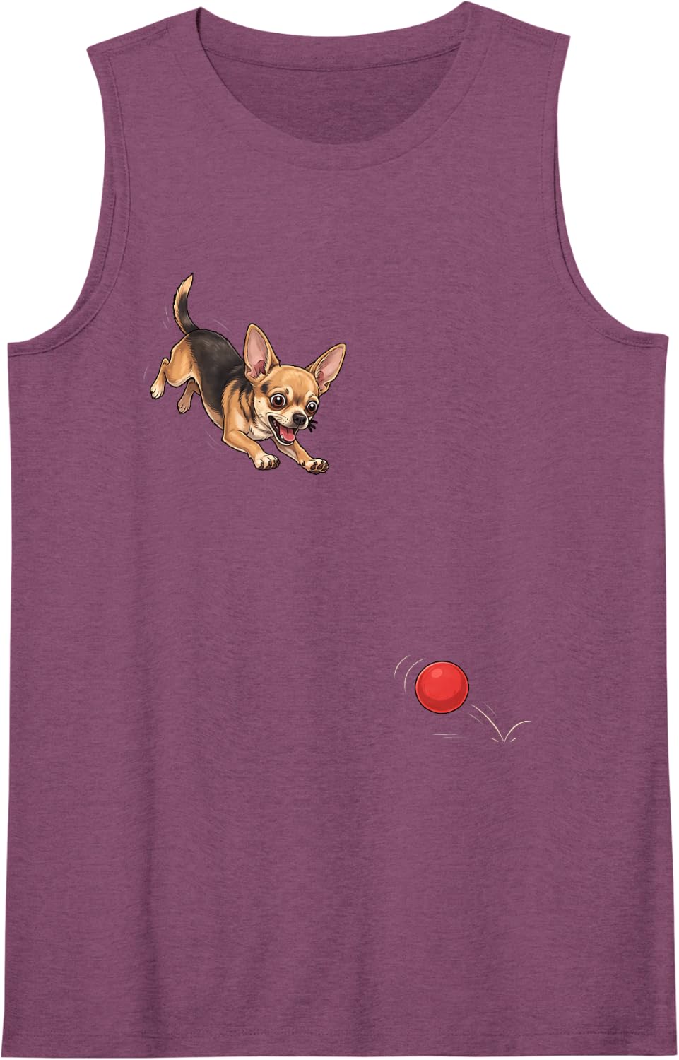 Funny Chihuahua Chasing Ball Dog Humor Sleeveless Tank Top - Purple