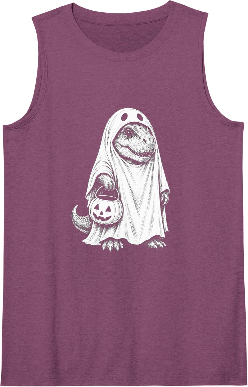 Dinosaur Halloween T-Rex Lover Spooky Ghost Scary Dinosaur Sleeveless Tank Top - Purple