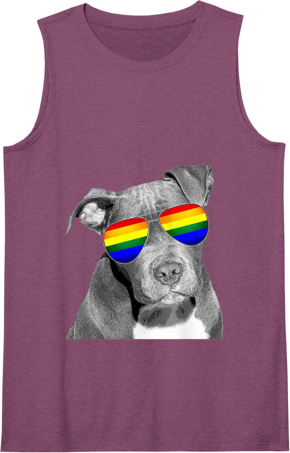 Pitbull Gay Pride Dog Clothing LGBT Funny Gift Rainbow Flag Tank Top - Purple