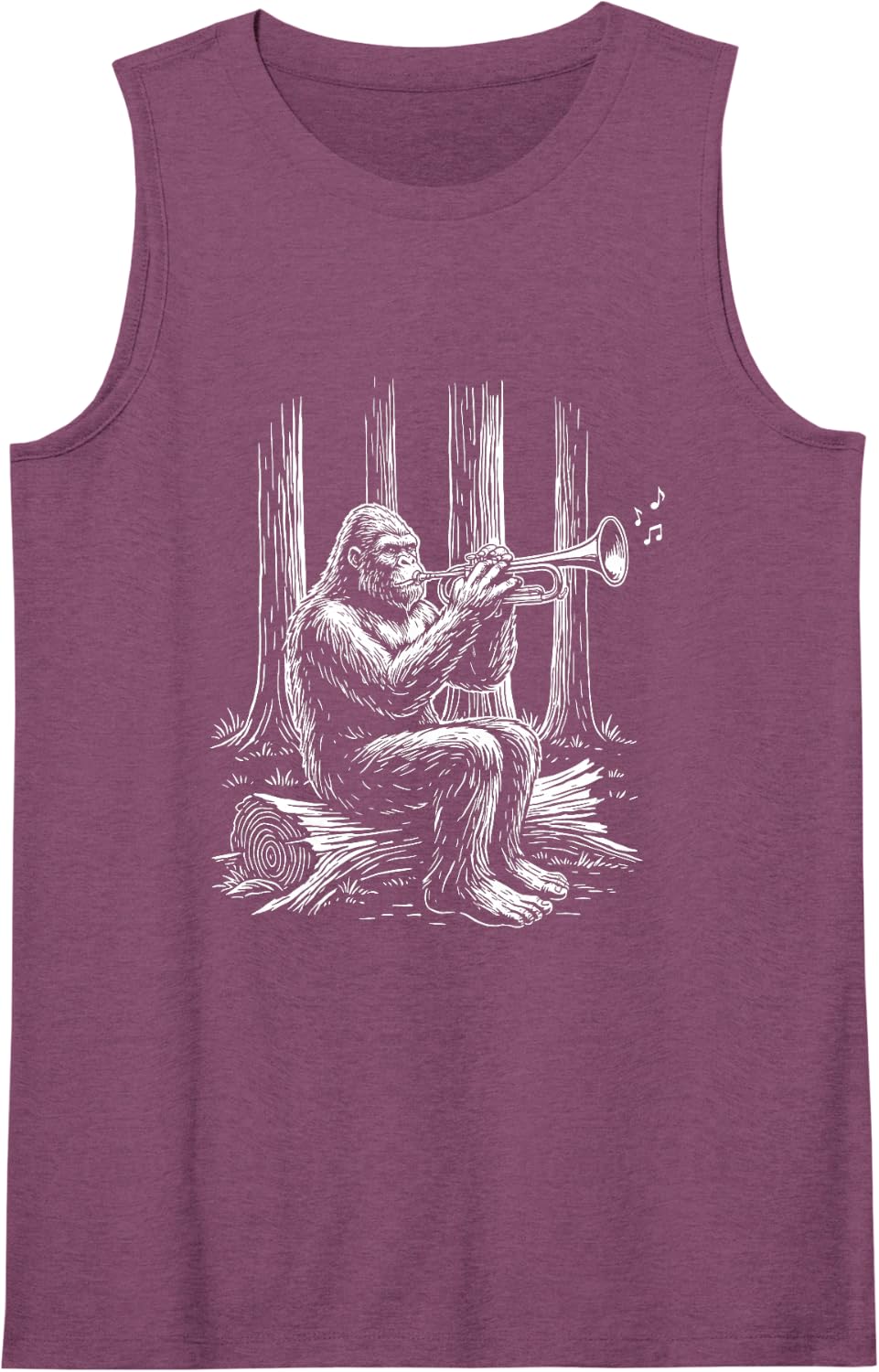Grooves Trumpet Bigfoot Sasquatch Trumpeter Marching Band Sleeveless Tank Top - Purple