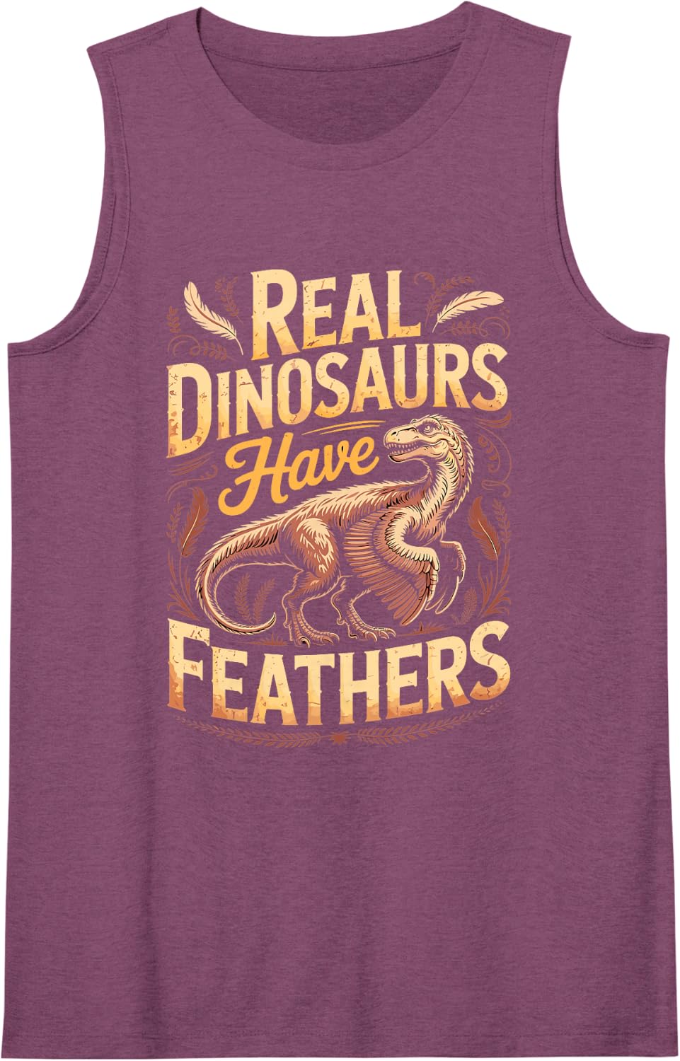 Real Dinosaurs Have Feathers Dinosaur Paleontology Science Sleeveless Tank Top - Purple