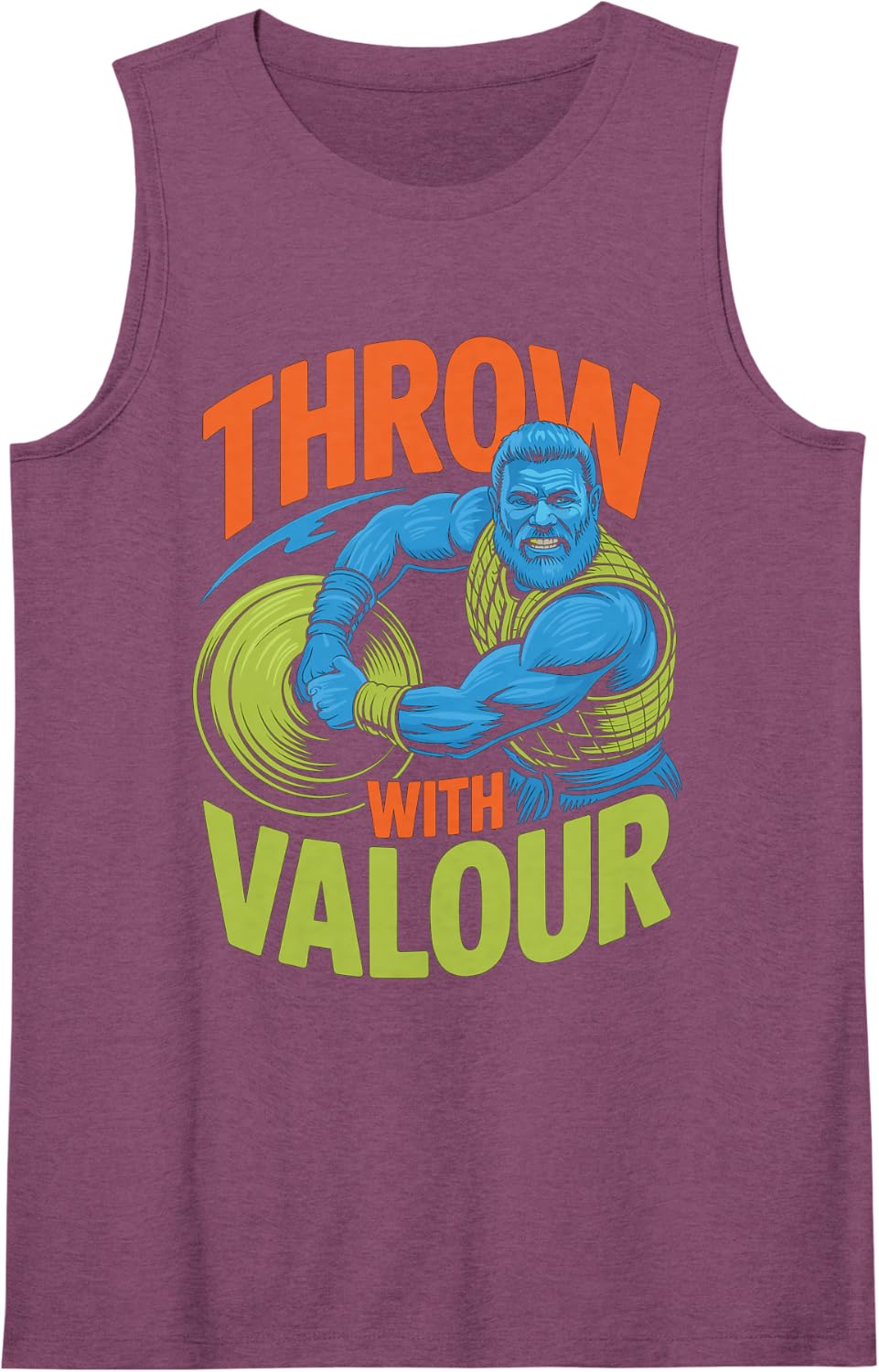 Throw with Valour Viking Warrior Design Sleeveless Tank Top - Purple