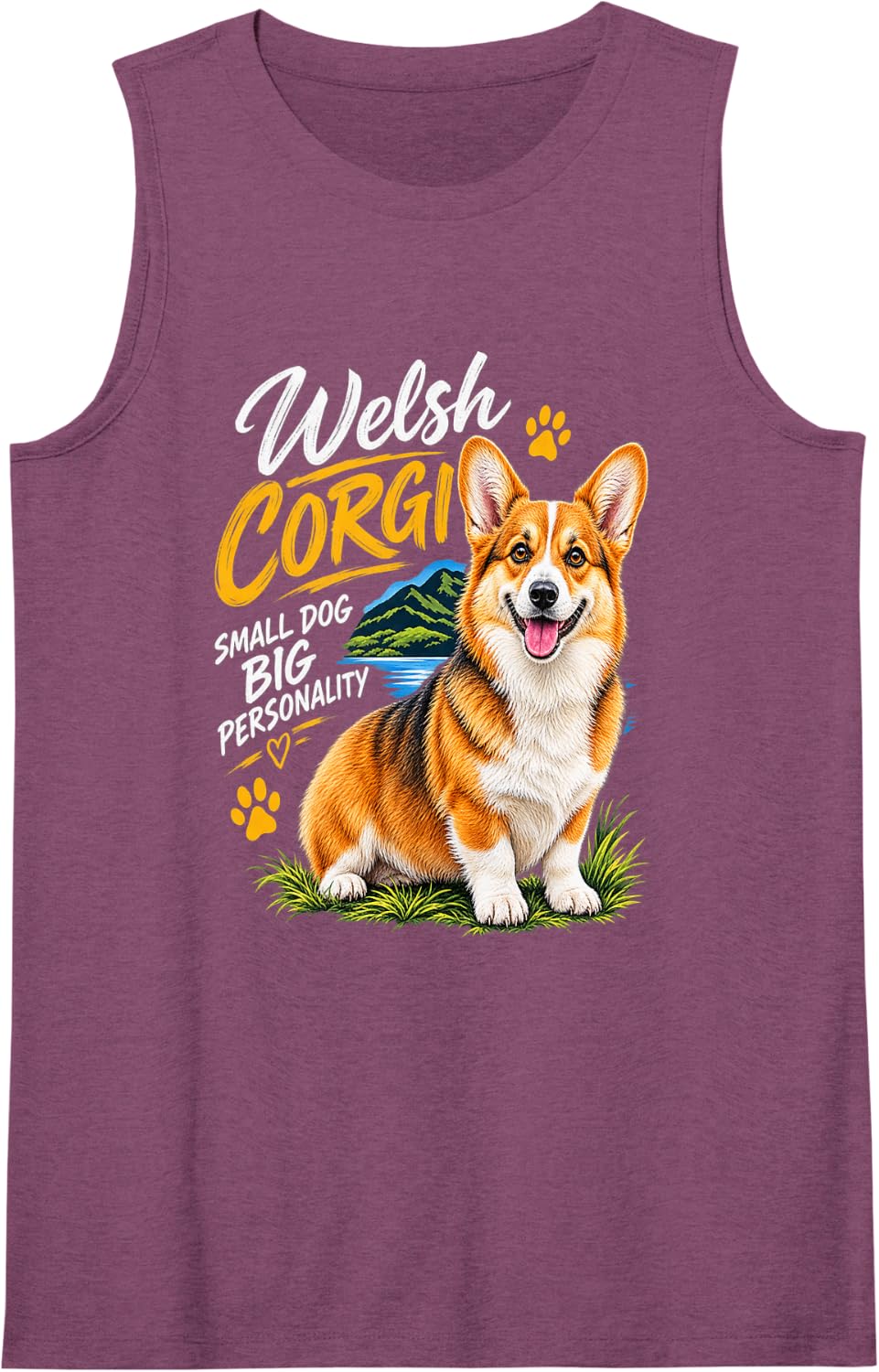 Welsh Corgi Small Dog Big Personality for Pet Fans Sleeveless Tank Top - Purple