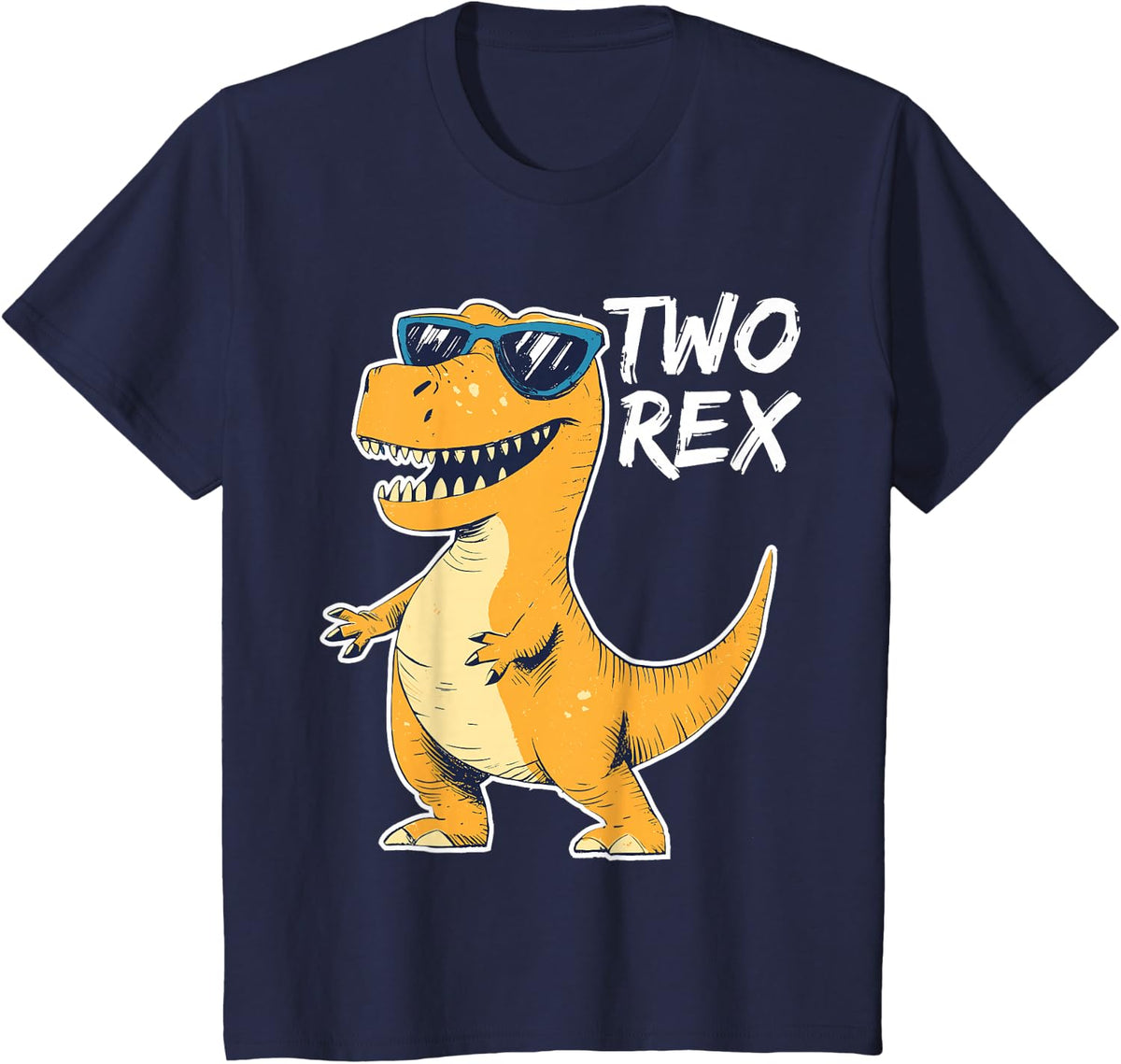 Two Rex 2nd Birthday Gifts Second Dinosaur Boy 2 Years Old T-Shirt - Navy Blue