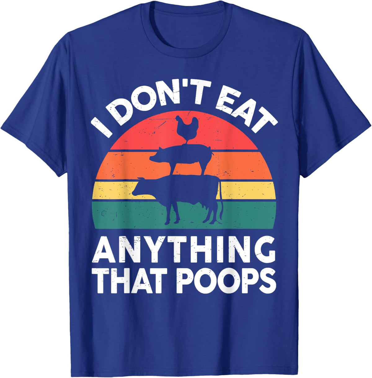 CAT Vegan-Shirt Not Eat Anything Poops Veggie Funny T-Shirt - Blue, Small, Unisex-Adults - Royal Blue