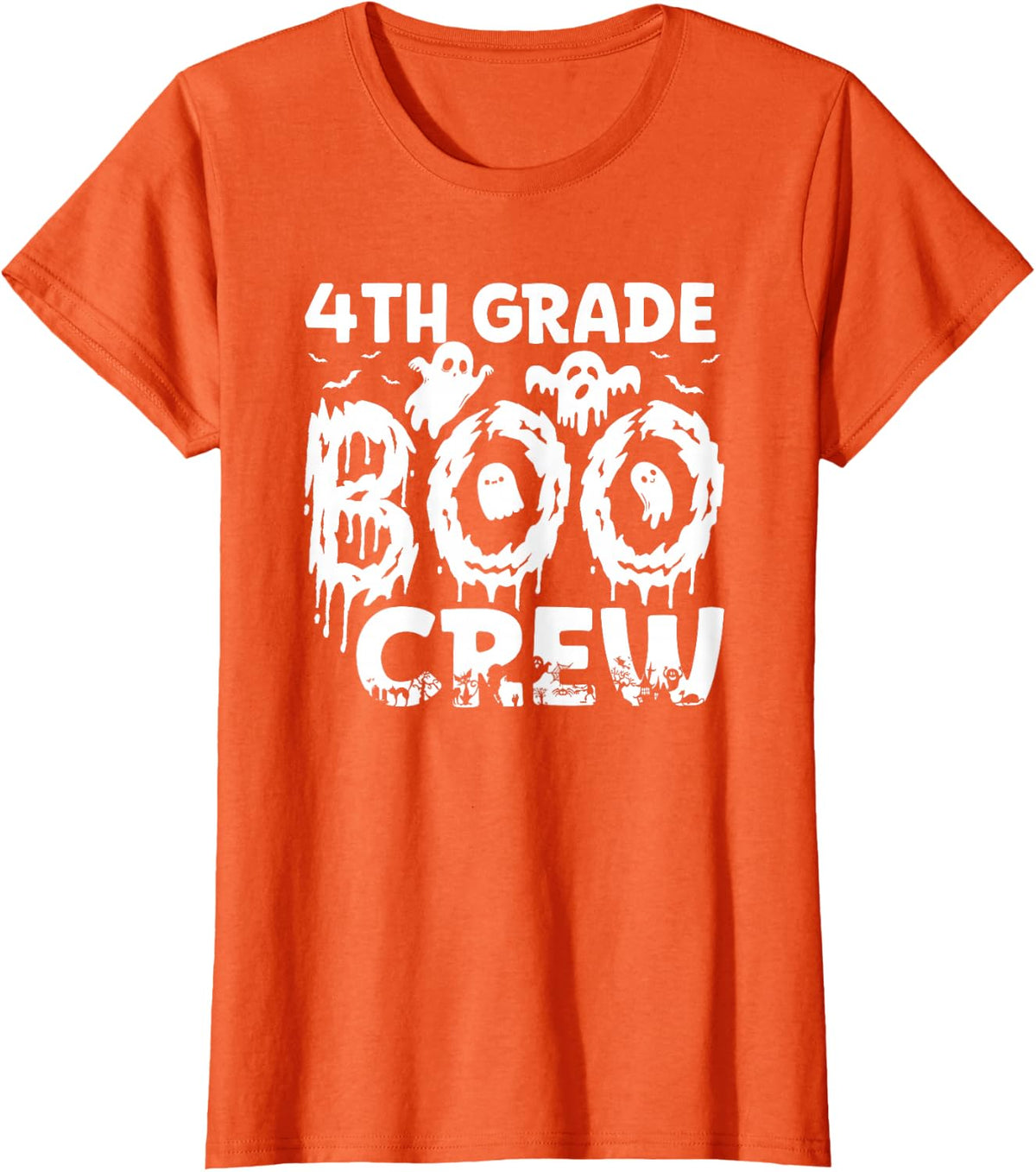 4th Grade Boo Crew Spooky Teacher Costume T-Shirt - Orange