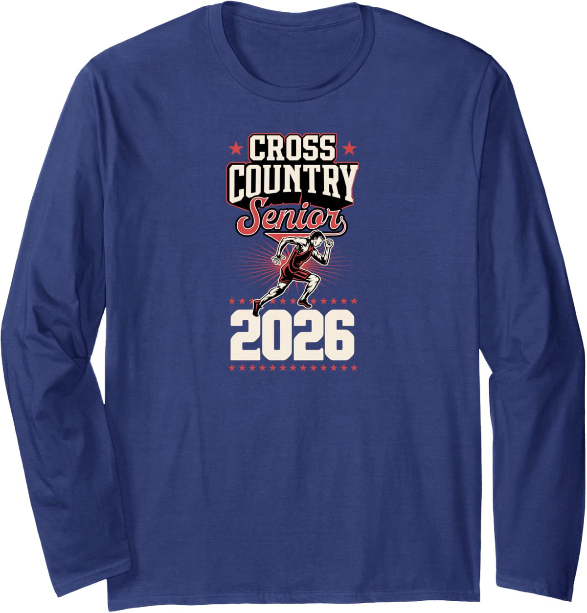 Cross Country Senior 2026 High School Long Sleeve T-Shirt - Adult Unisex Navy Blue