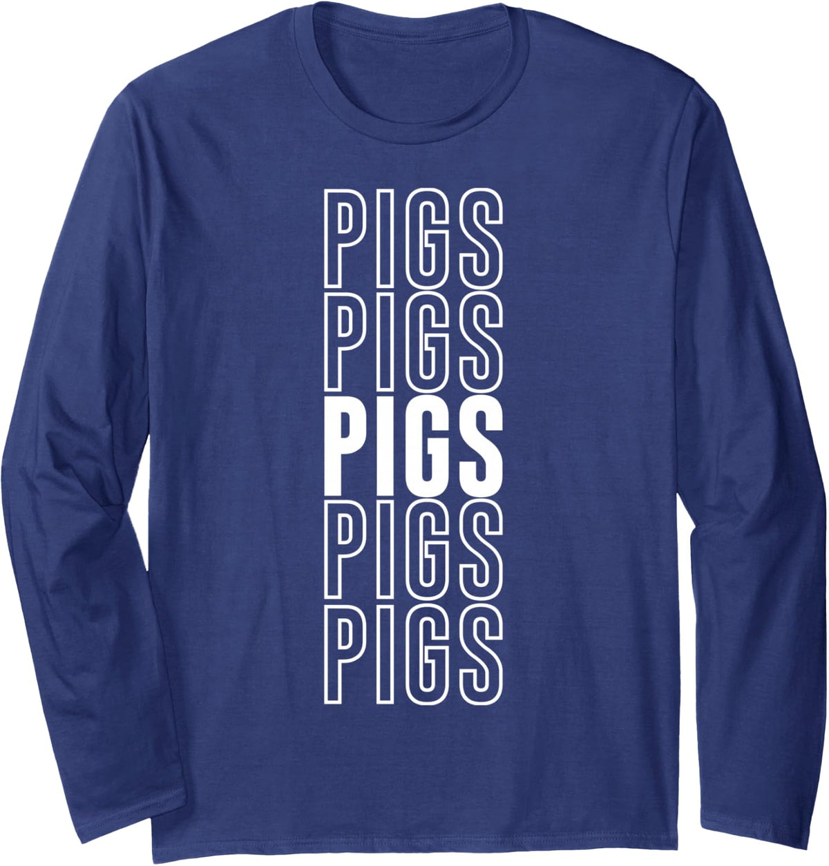 Pigs Long Sleeve T-Shirt - Adult Unisex Navy Blue