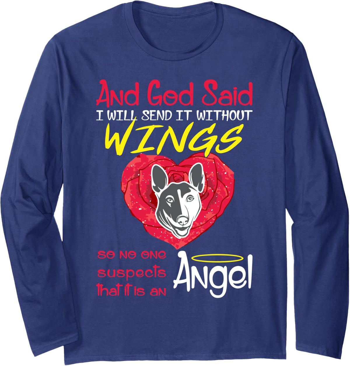 Basenji Angel Without Wings Pet Lover's Gift Long Sleeve T-Shirt - Adult Unisex Navy Blue