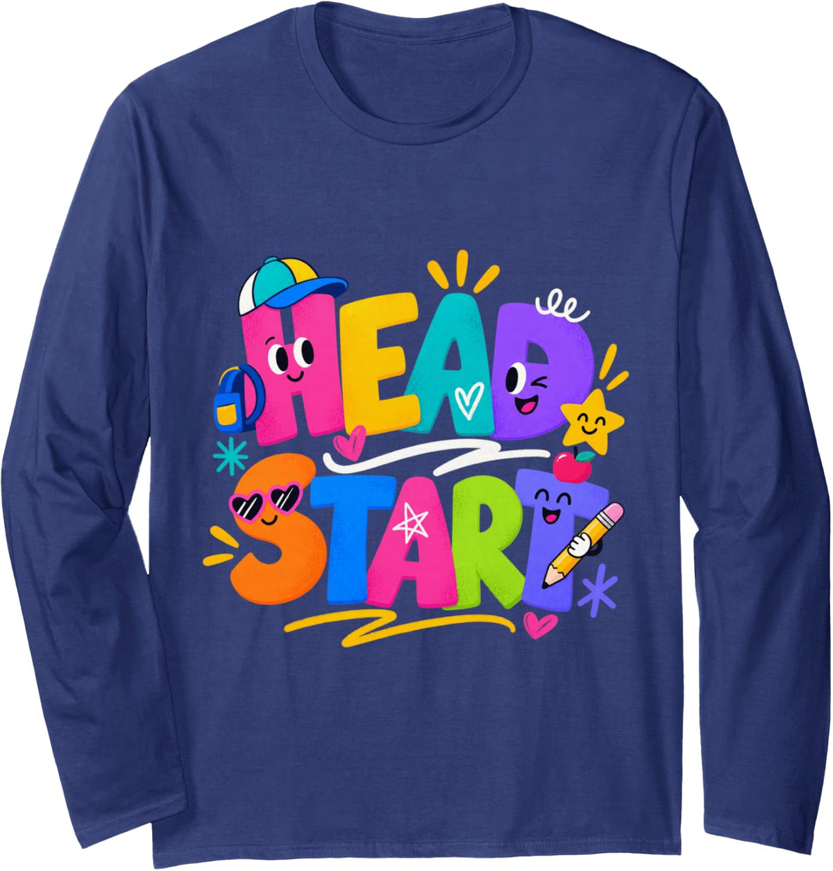 Head Start Long Sleeve T-Shirt - Adult Unisex Navy Blue