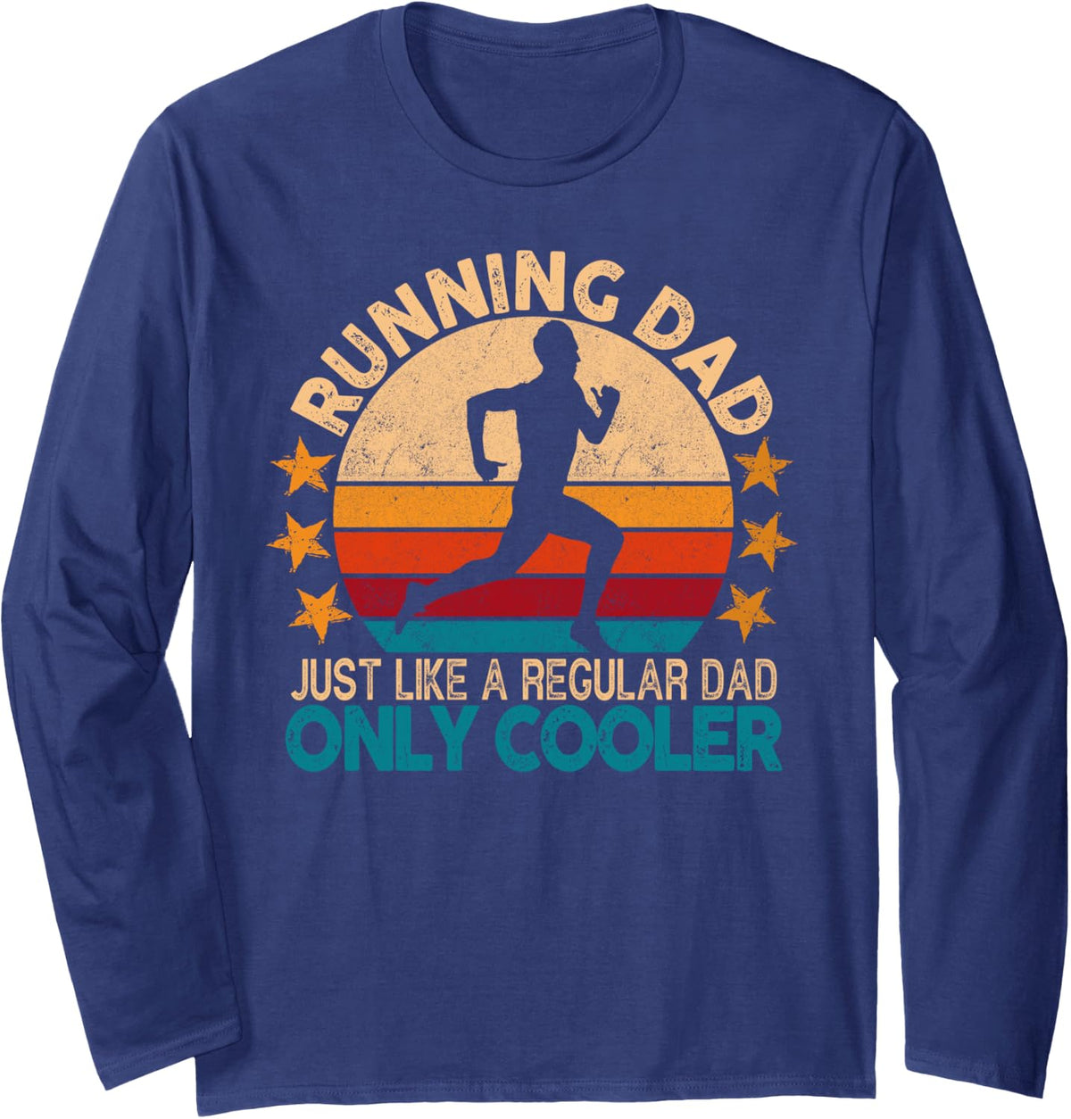 Funny Running for Men Dad Marathon Runner Coach Marathoner Long Sleeve T-Shirt - Adult Unisex Navy Blue