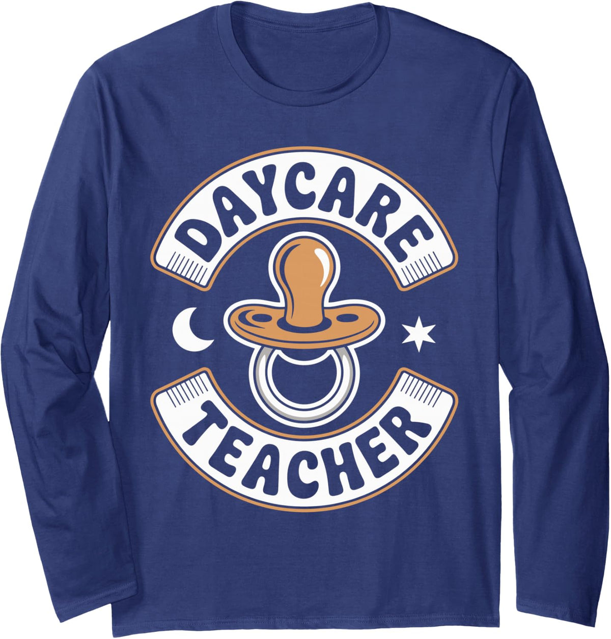 Funny Daycare Teacher Long Sleeve T-Shirt - Adult Unisex Navy Blue