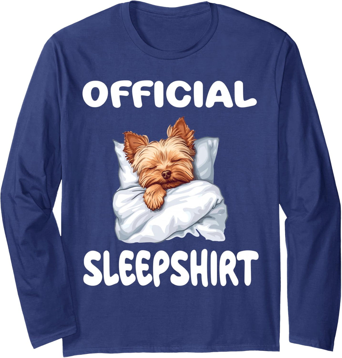 Yorkshire Terrier Yorkie Dog Official Sleepshirt Pajamas Long Sleeve T-Shirt - Adult Unisex Navy Blue