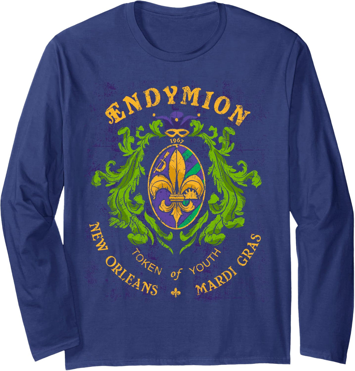 Endymion Krewe – Fancy Dress Costume for Men and Women Long Sleeve T-Shirt - Adult Unisex Navy Blue