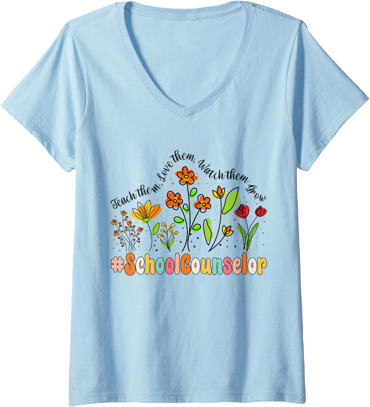 Women's School Counselor Appreciation Week Back to School V-Neck T-Shirt - Baby Blue