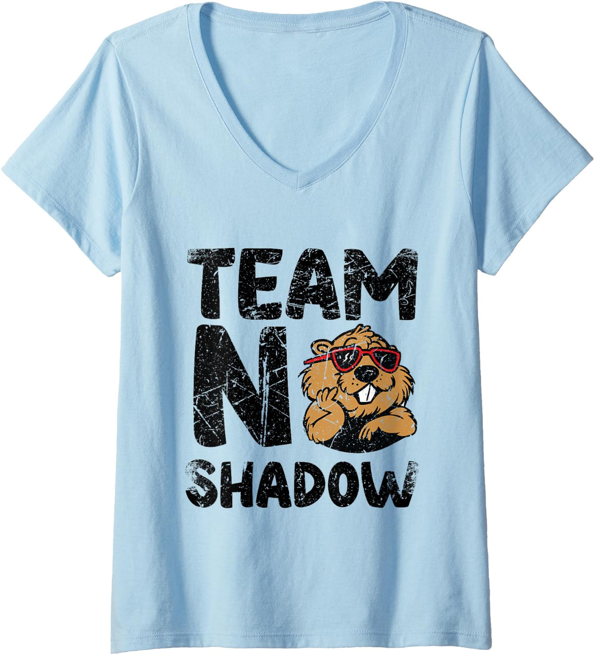 Women's Team No Shadow Crew Groundhog Day 2027 2028 V-Neck T-Shirt - Baby Blue