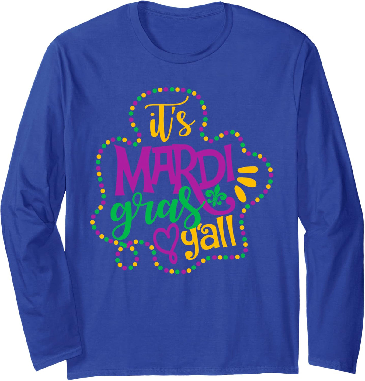 Party Mask Costume Long Sleeve T-Shirt - Adult Unisex Royal Blue
