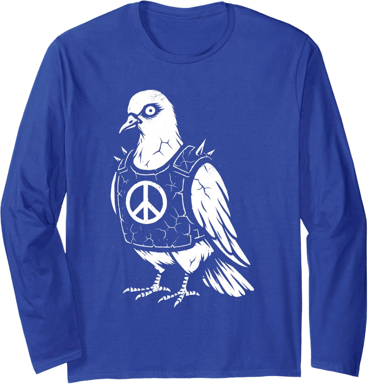 Gothic Punk Rock Goth Skeleton 90s Grunge Vintage Distressed Long Sleeve T-Shirt - Adult Unisex Royal Blue